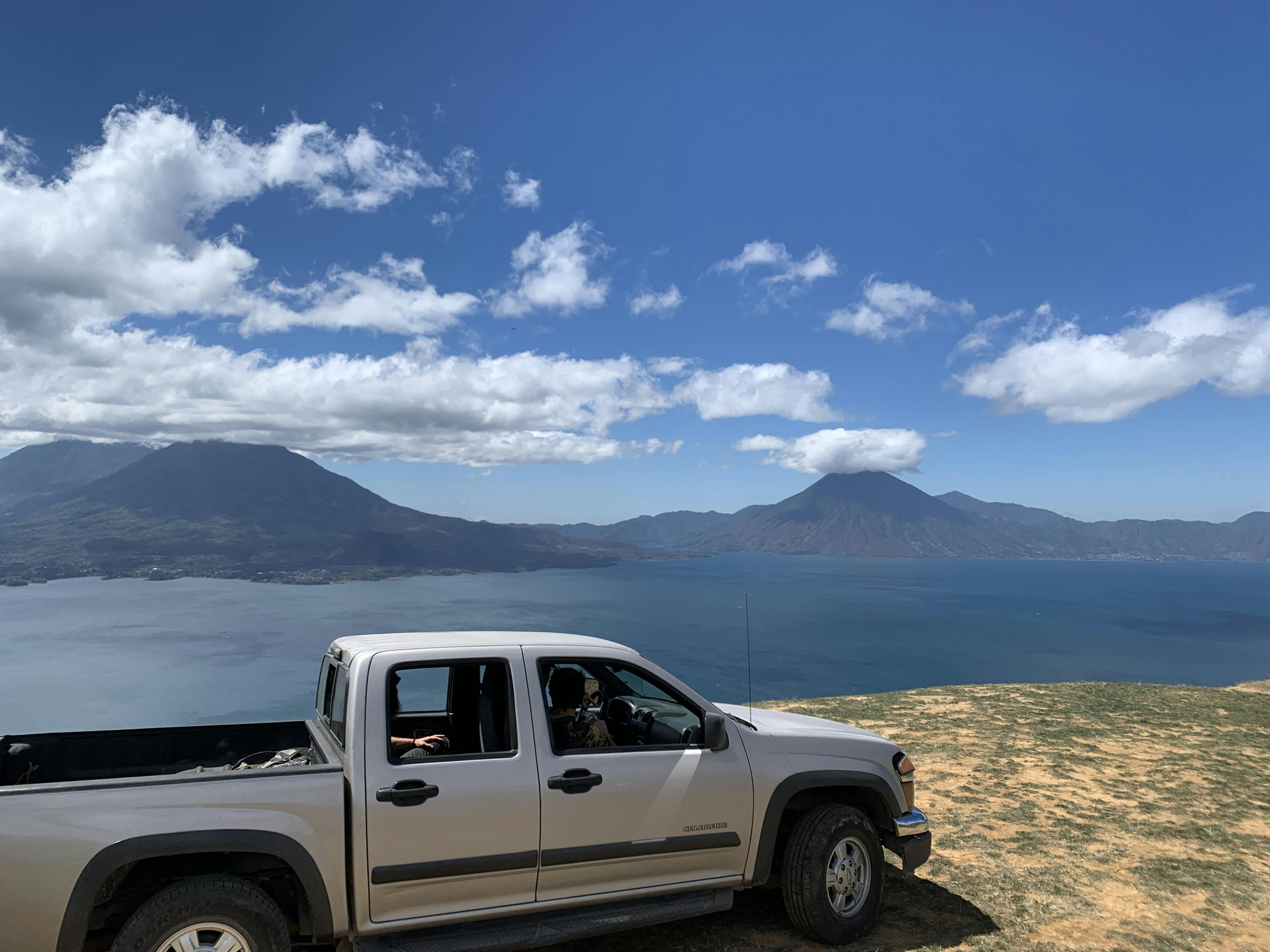 The truck in all of its splendor on beautiful Lake Atitlán, Guatemala